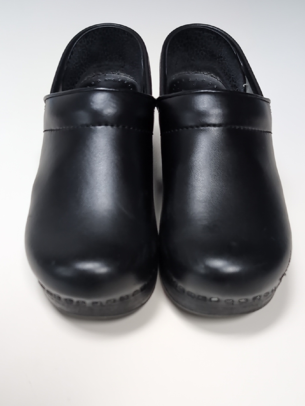 Dansko Professional Black Leather Clogs Platform Mules Shoes Comfort Slip On 39